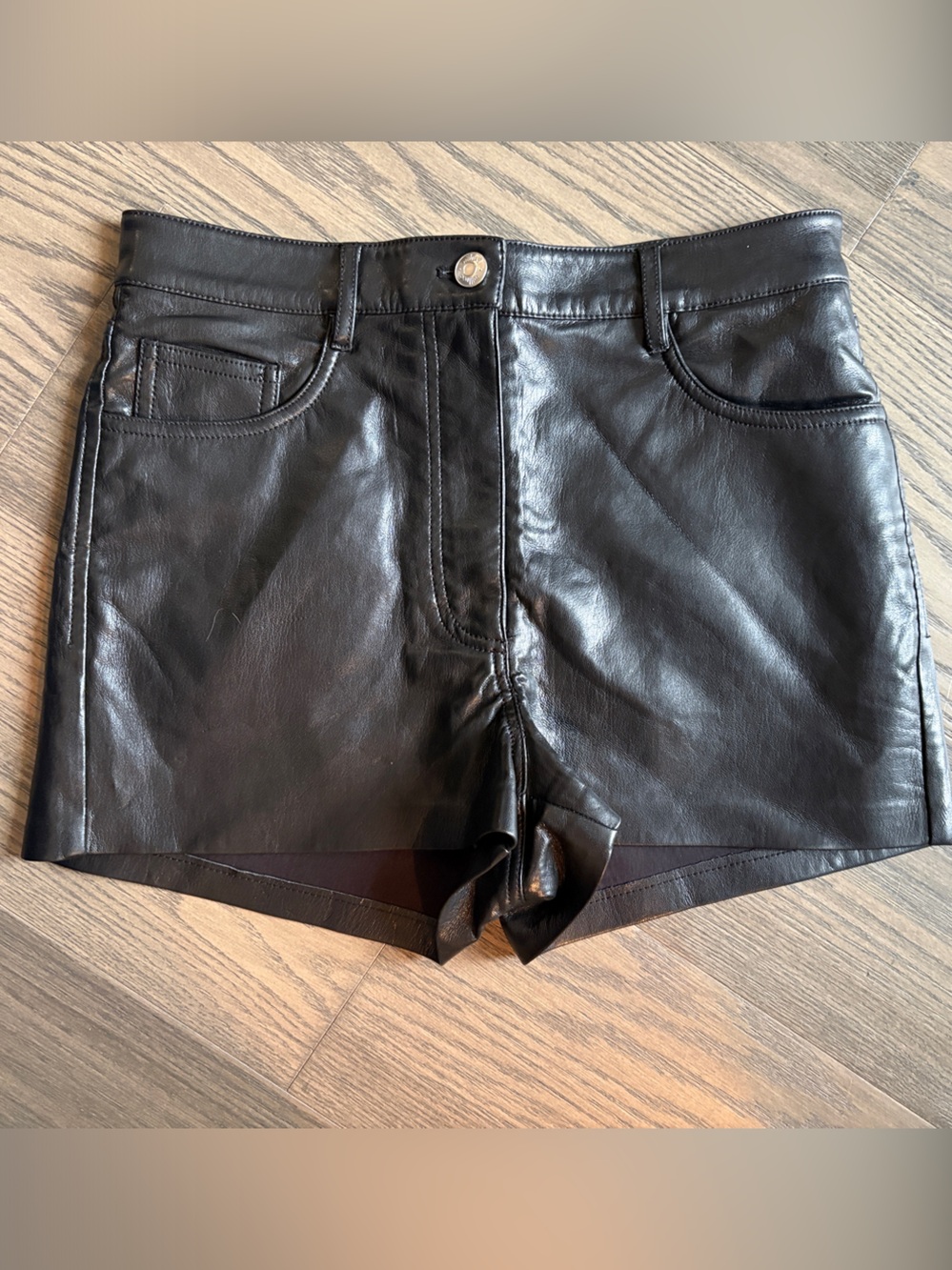 Wilfred Black Faux Leather Shorts